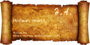 Hofman Anett névjegykártya